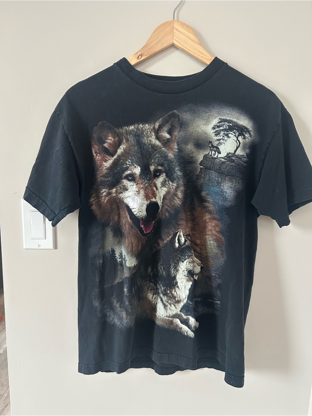 Vintage Black Wolf Graphic Tee